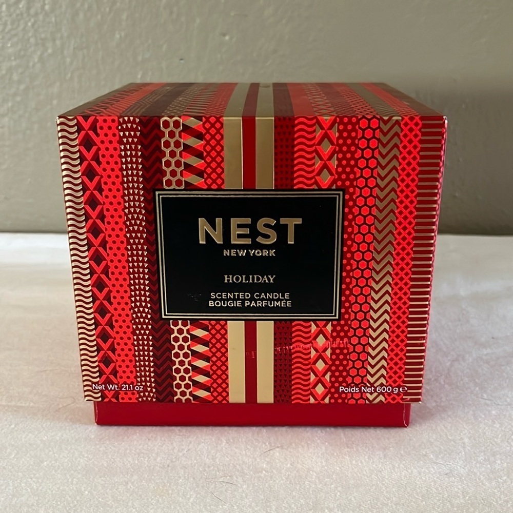NEST Holiday Candle Empty Box 21.1 oz Red Gold Storage Display Packaging